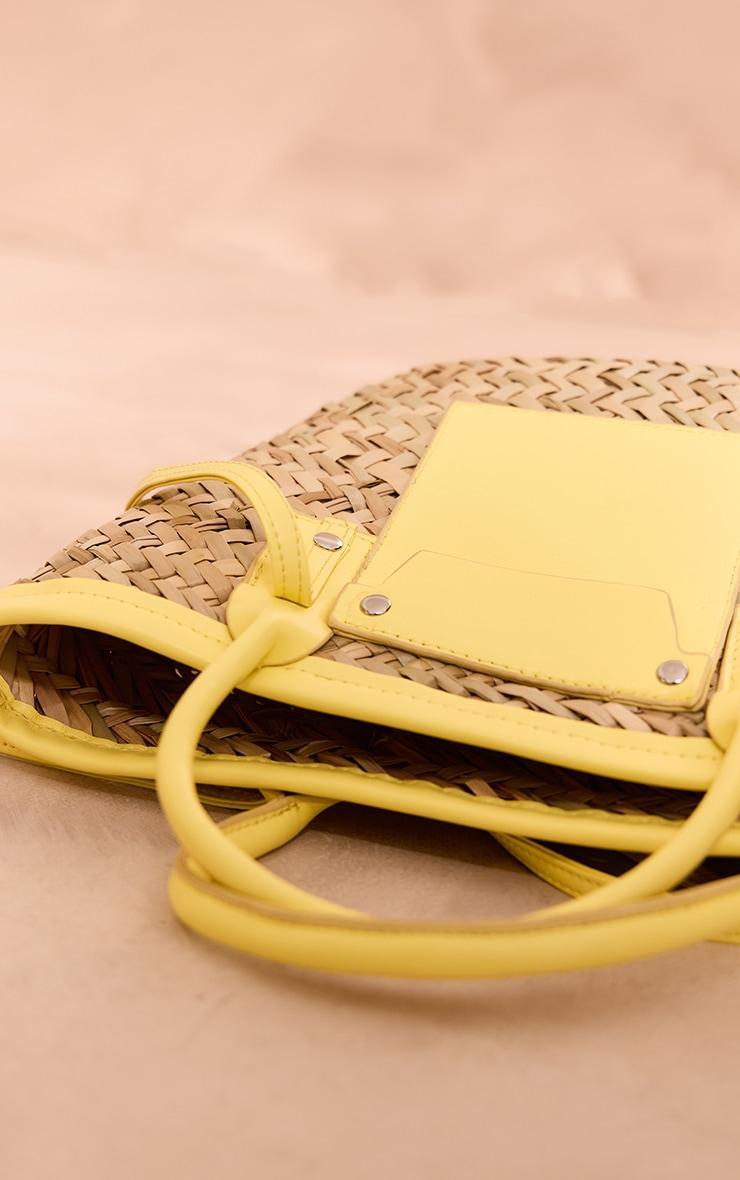 Lemon Mini PU Trim Straw Tote Bag Product Image