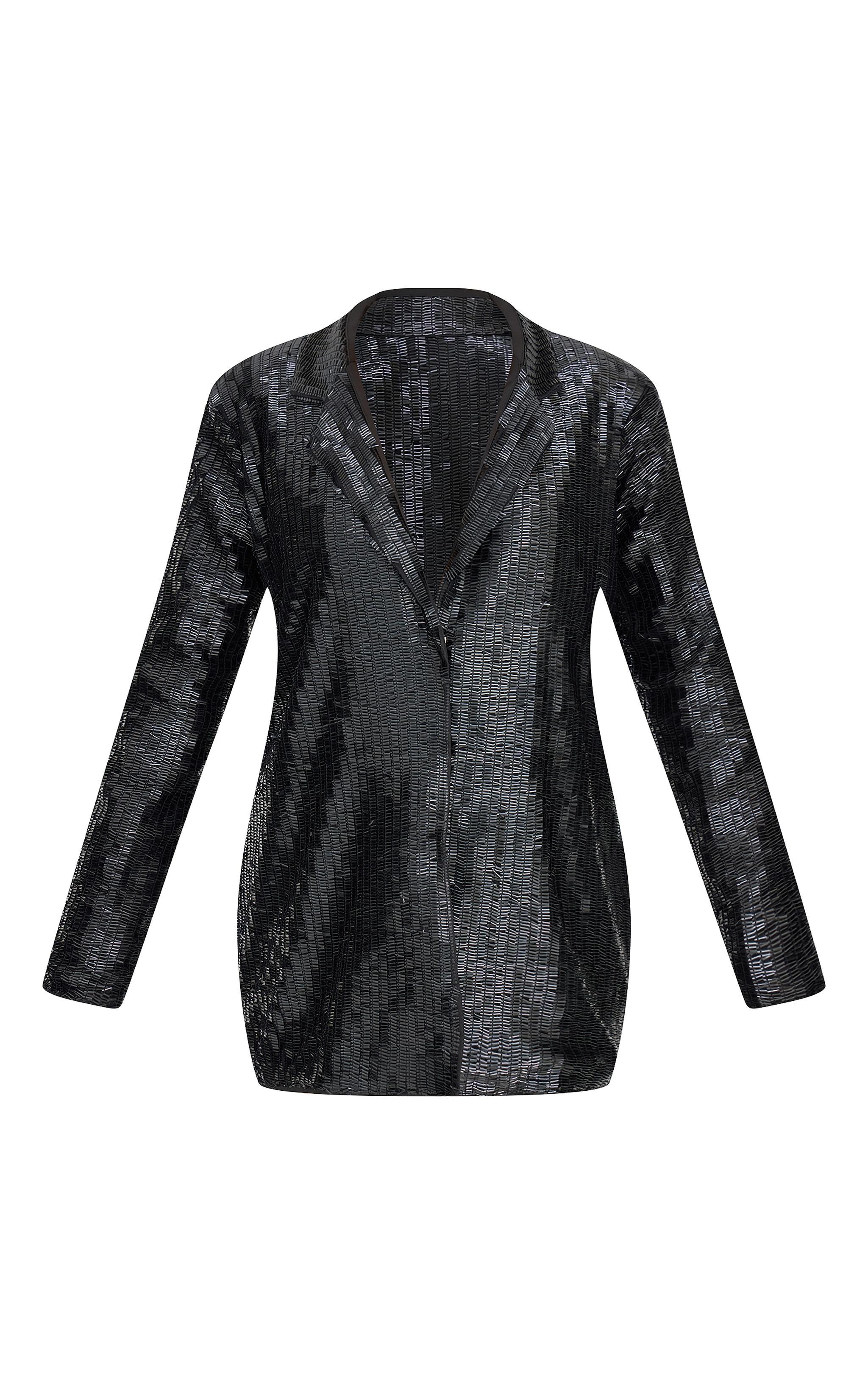 Black Diamante Blazer Dress Product Image