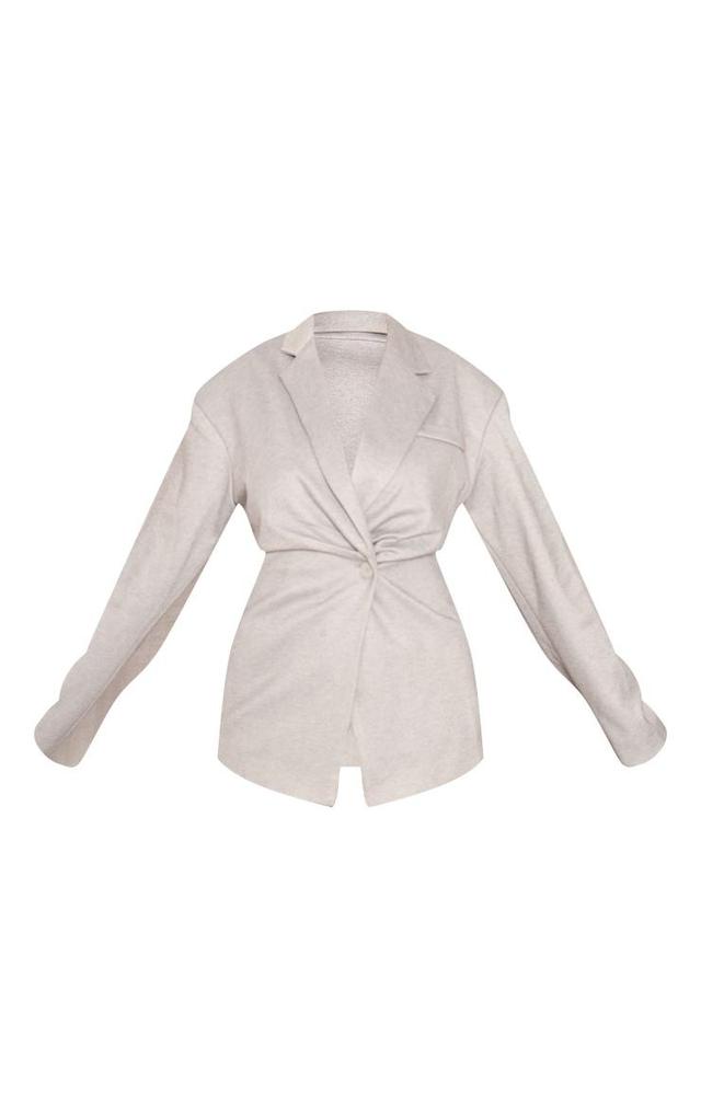 Tall Grey Button Up Oversized Blazer Product Image