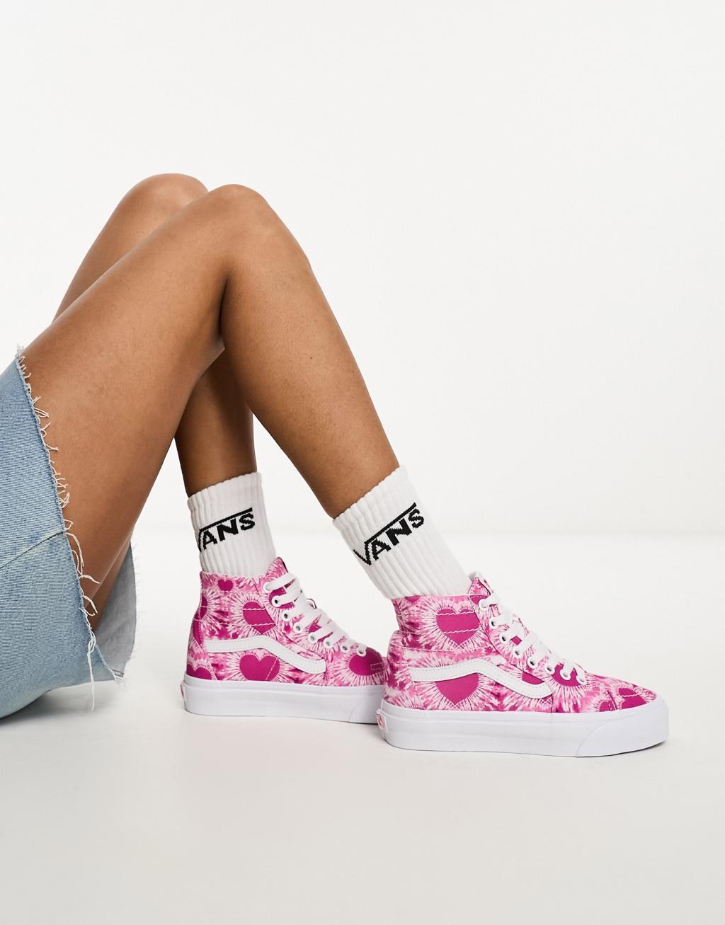 Vans UA SK8-Hi Tapered heart print sneakers in pink  Product Image