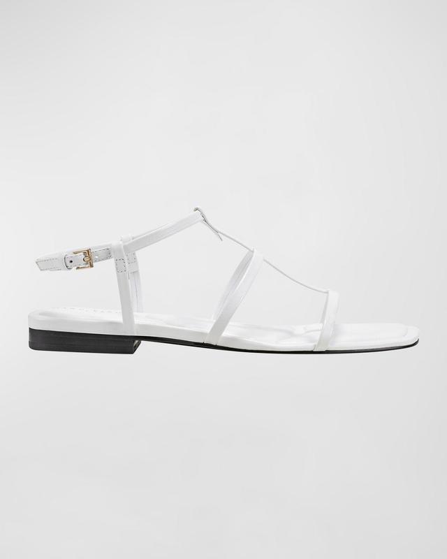 Leather T-Strap Flat Slingback Sandals Product Image