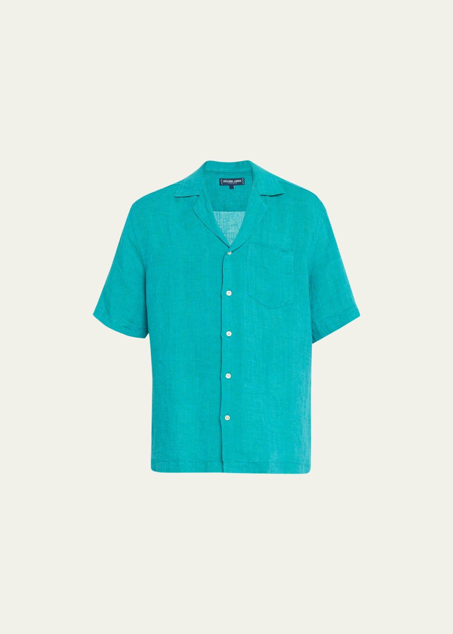 Mens Angelo Solid Linen Camp Shirt Product Image