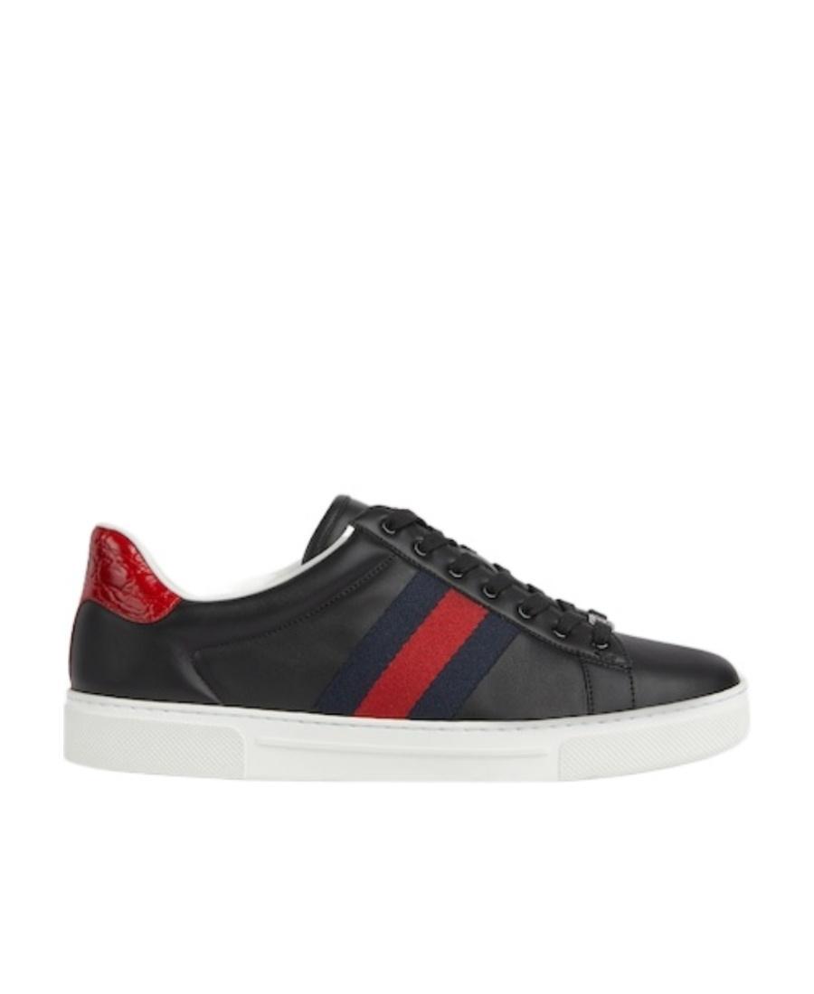 GUCCI Ace Herrensneaker Mit Web In Black Hibiscus Red Product Image