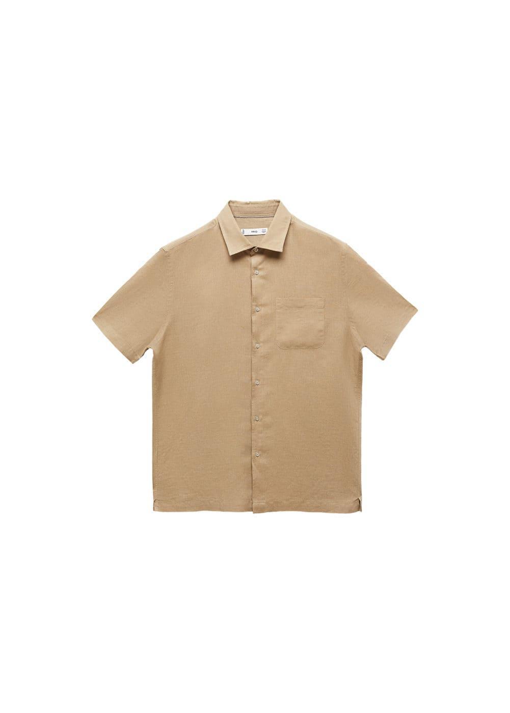 MANGO MAN - Regular-fit linen short-sleeved shirt sandMen Product Image