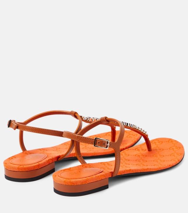 GUCCI Signoria Leather Thong Sandals In Brown Product Image