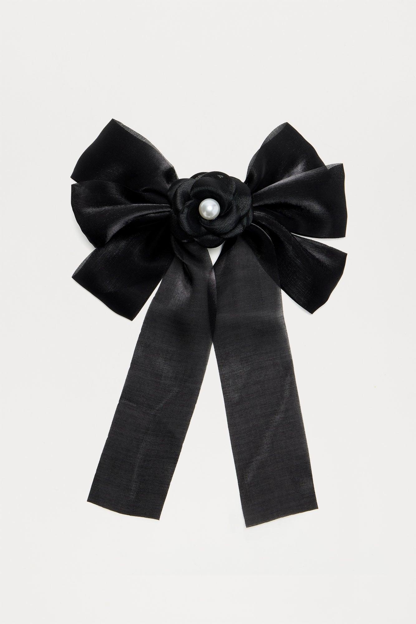 Roses And Bows Hair Clip - Black Product Image