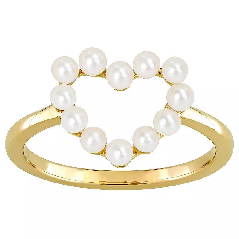 Stella Grace 14k Gold Freshwater Cultured Pearl Heart Ring, Womens Product Image