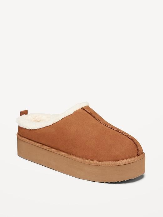 Sherpa-Lined Platform Slippers Product Image