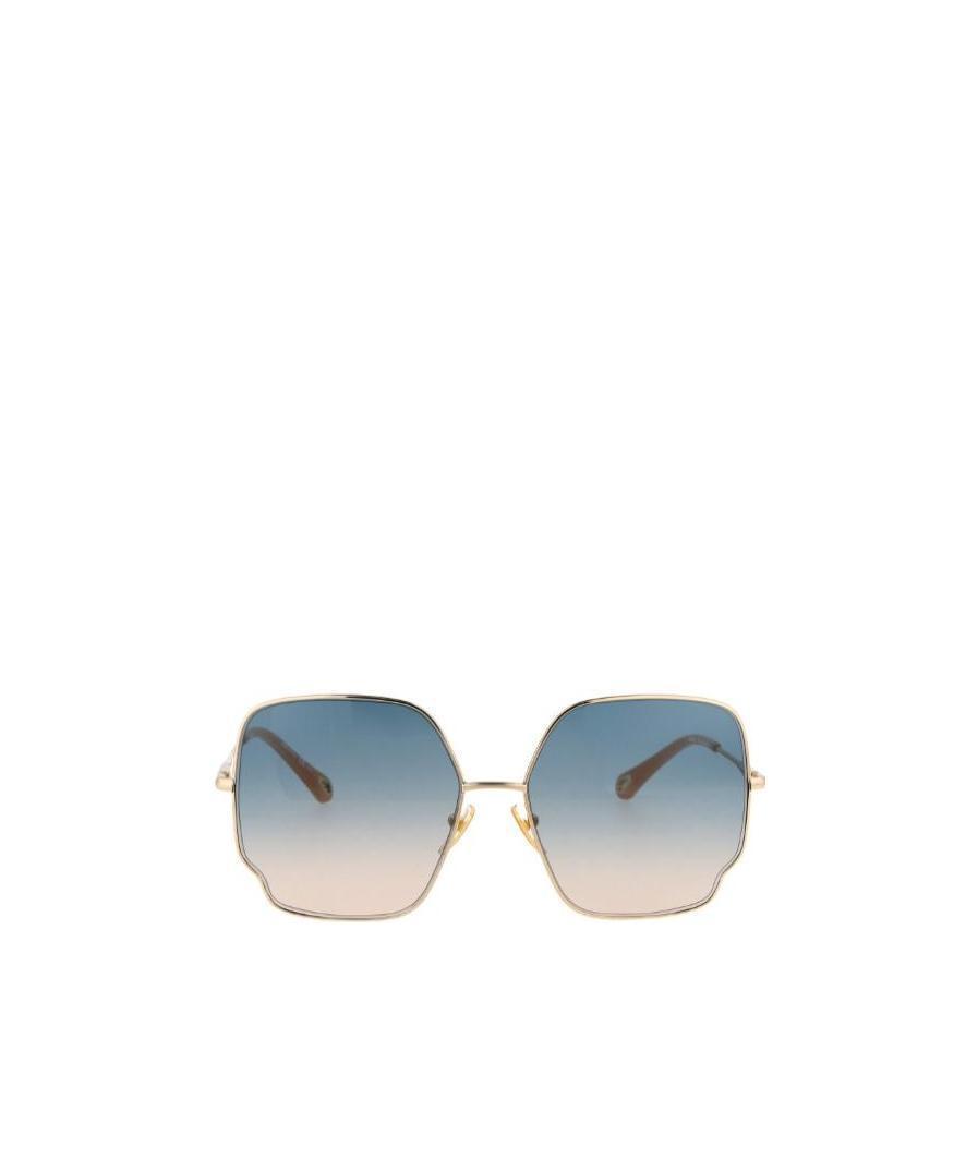 CHLOÉ Gradient-sense Square-frame Sunglasses In 003 Gold Gold Green Product Image