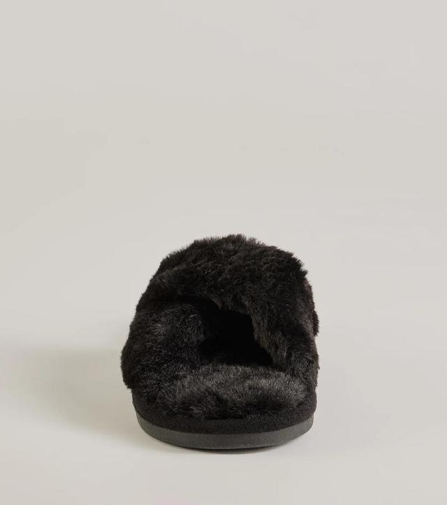 So Cozy Faux Fur Criss-Cross Slides Product Image