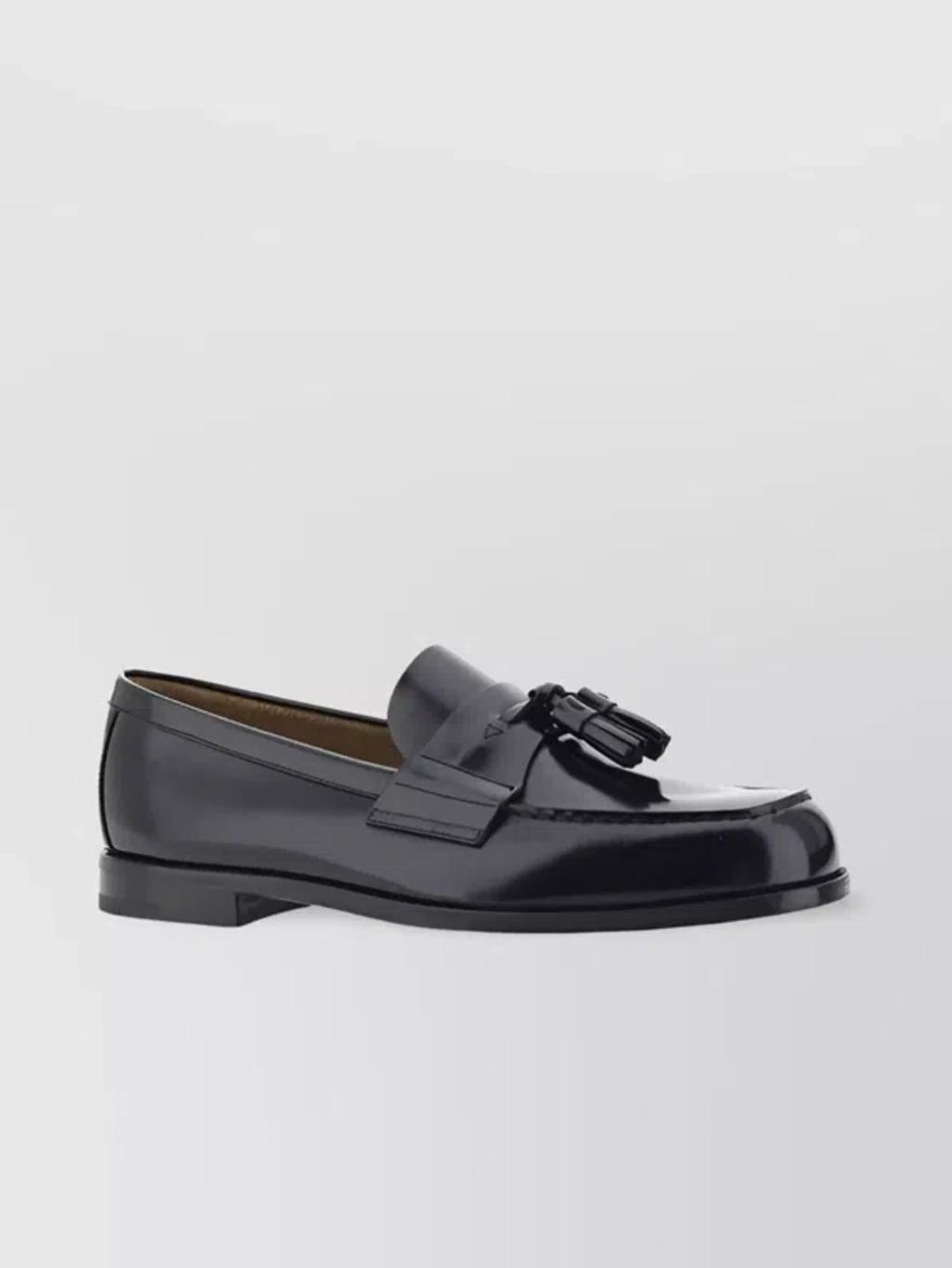 PRADA Tassel-detail Leather Loafers In Black Product Image