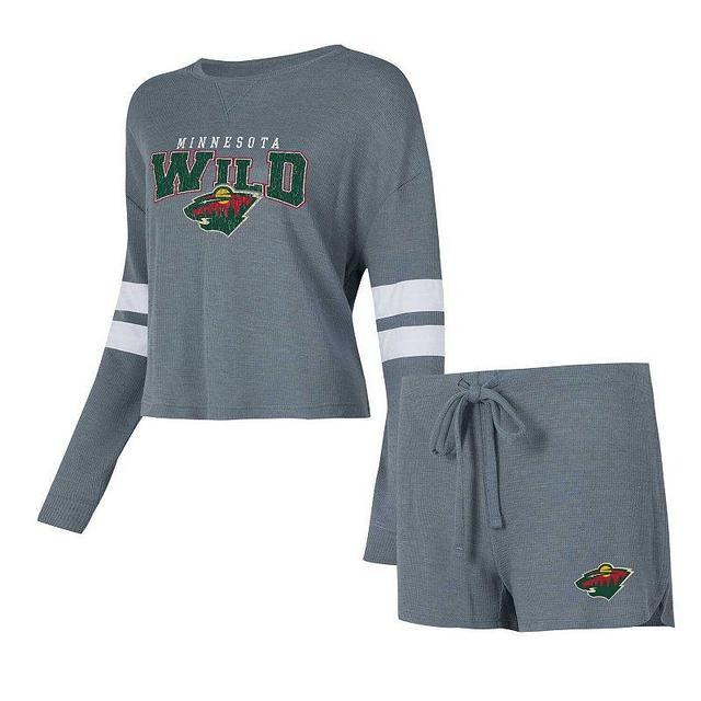 Womens Concepts Sport Charcoal Minnesota Wild MeadowLong Sleeve T-Shirt & Shorts Sleep Set Product Image