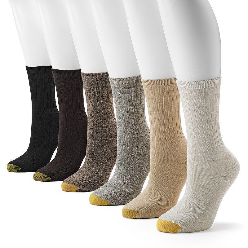 Gold Toe Ribbed 6 Pair Crew Socks Womens Product Image