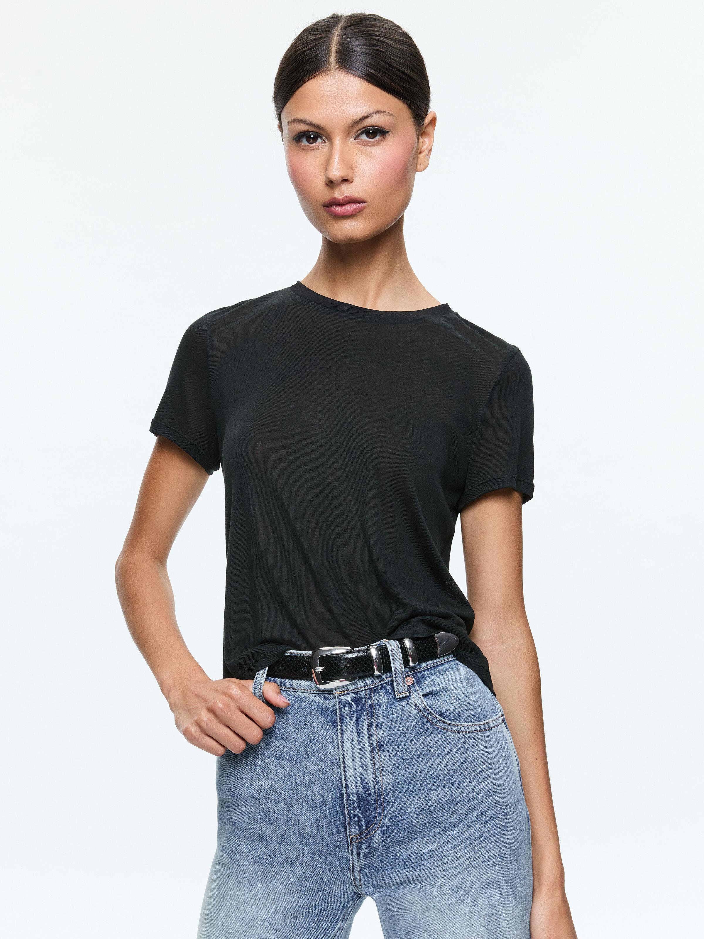 ALICE AND OLIVIA Cindy Classic Cropped Tee In Black Product Image