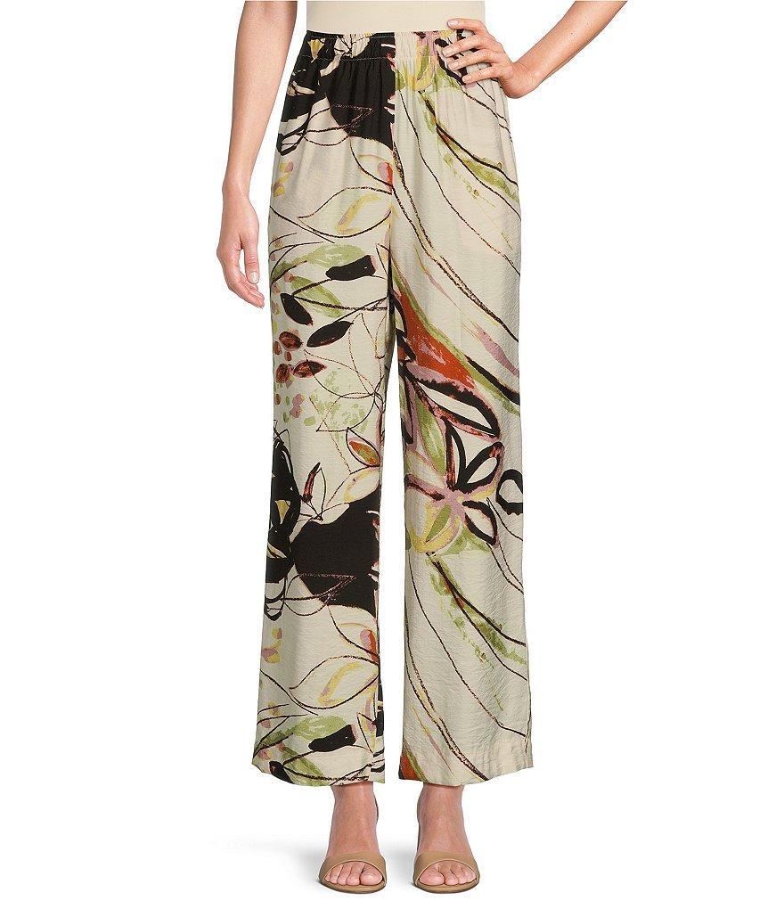 IC Collection Printed Woven High Waist Wide Leg Coordinating Pull-On Pants Product Image