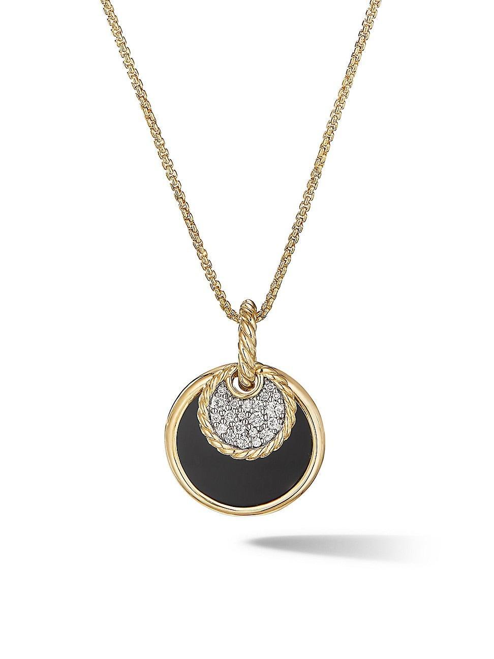 Womens DY Elements Convertible Pendant Necklace in 18K Yellow Gold with Pav Diamonds and Black Onyx Reversible to Mother of Pearl Product Image