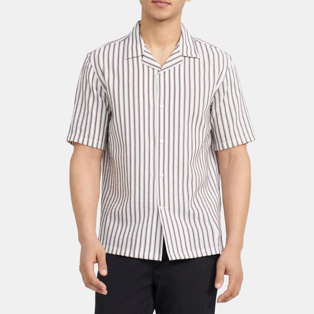 Striped Cotton-Blend Short-Sleeve Shirt | Theory Outlet Product Image