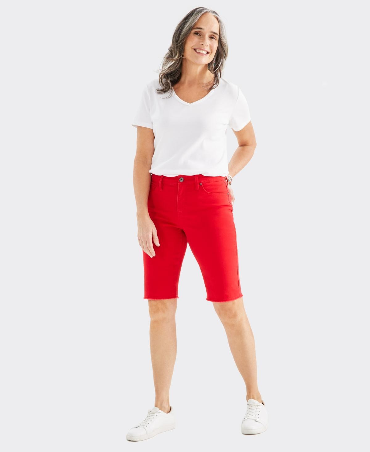 Style & Co Womens Mid-Rise Raw-Edge Bermuda Jean Shorts, Created for Macys Product Image