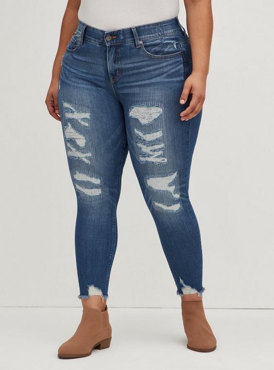 High-Rise Bombshell Skinny Stretch Destructed Jeans product image