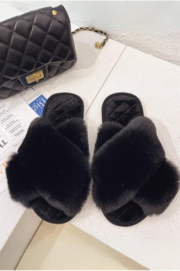 Women Luxury Fluffy Plush Slippers Wedding Shoes Bride Female Product Image