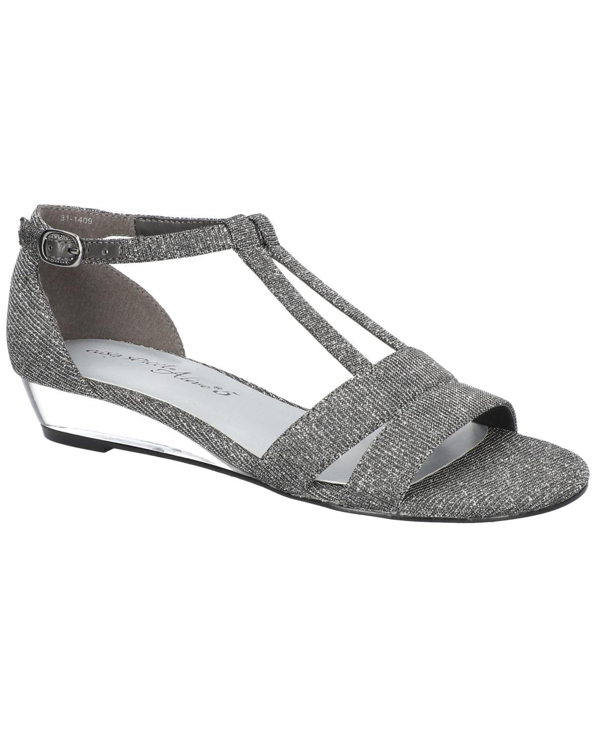 Easy Street Alora Womens Wedge Sandals Silverglitter Grey Product Image