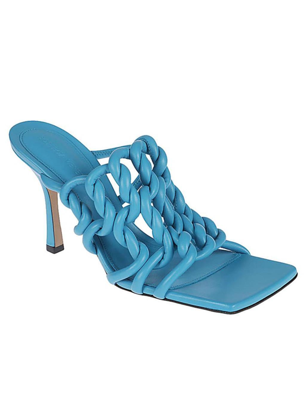 BOTTEGA VENETA Stretch Leather Sandals In Turquoise Product Image