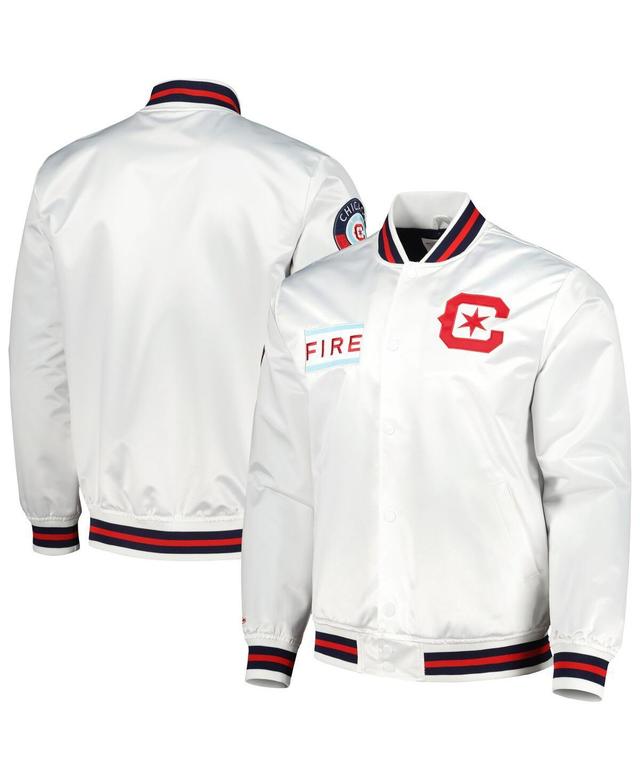 Mens Mitchell & Ness White Chicago Fire City Full-Snap Satin Jacket Product Image