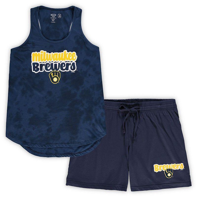 Womens Concepts Sport Milwaukee Brewers Plus Size Cloud Tank Top & Shorts Sleep Set Blue Product Image