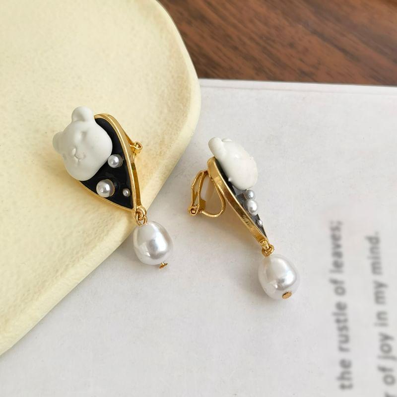 Bear Faux Pearl Alloy Drop Earring Product Image