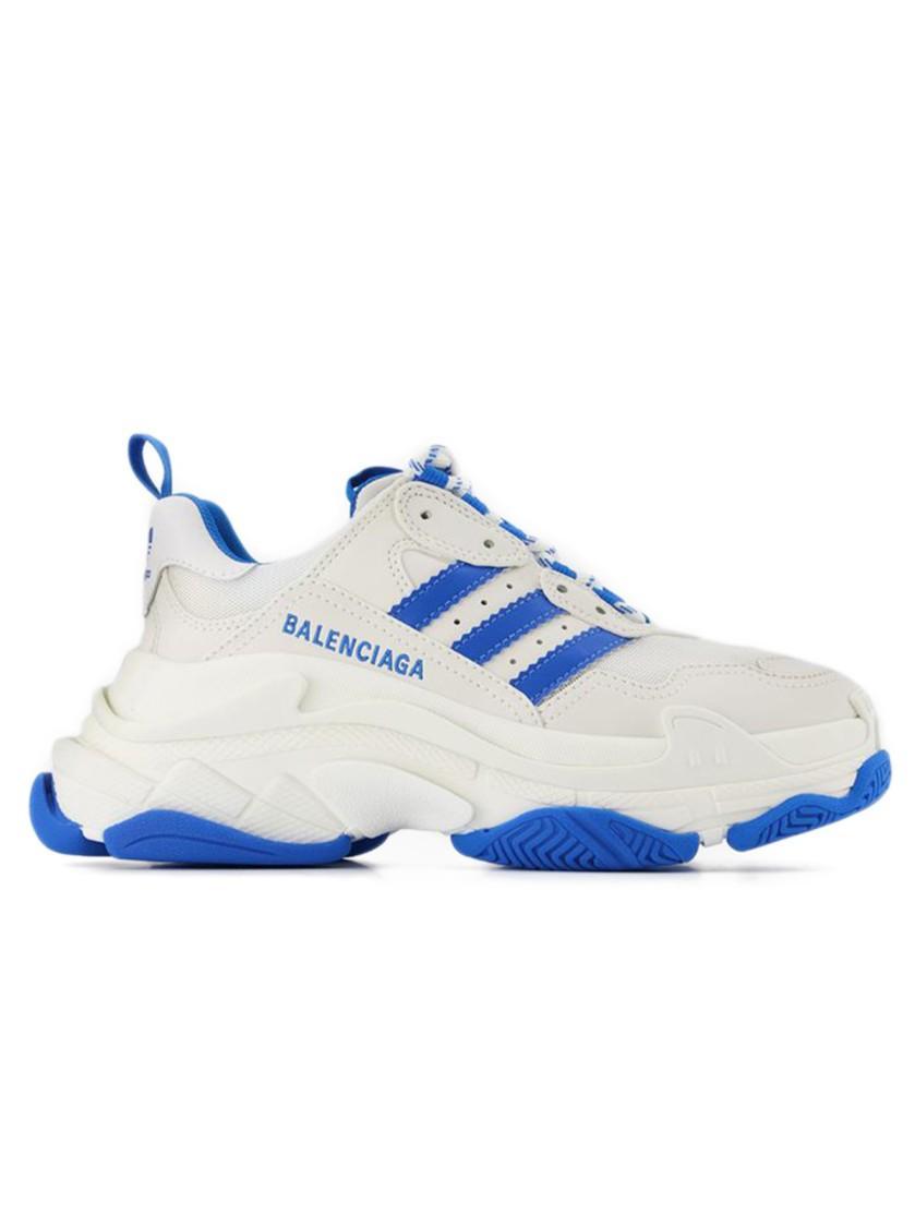 BALENCIAGA Triple S "a" Sneakers  - White/blue Product Image