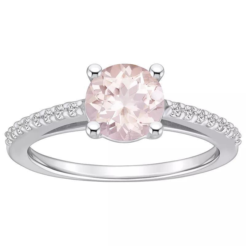 Alyson Layne 10k White Gold Round Gemstone 1/6 Carat T.W. Diamond Ring, Womens Morganite Product Image