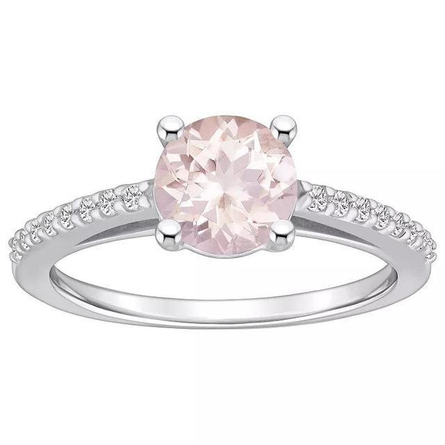 Alyson Layne 10k White Gold Round Gemstone 1/6 Carat T.W. Diamond Ring, Womens Morganite Product Image