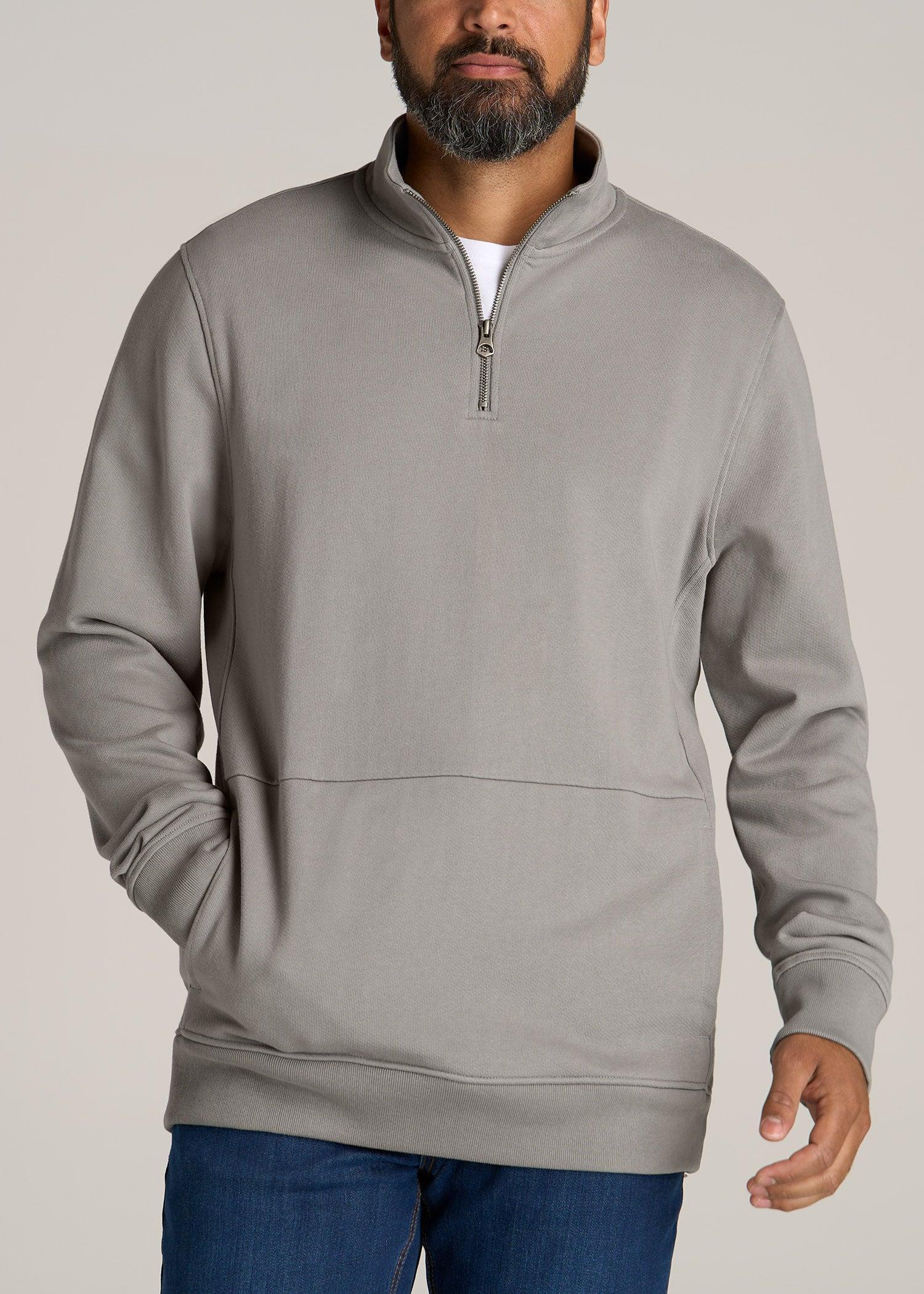 LJ&S Heavyweight Quarter-Zip Men's Tall Pullover in Pewter Male Product Image