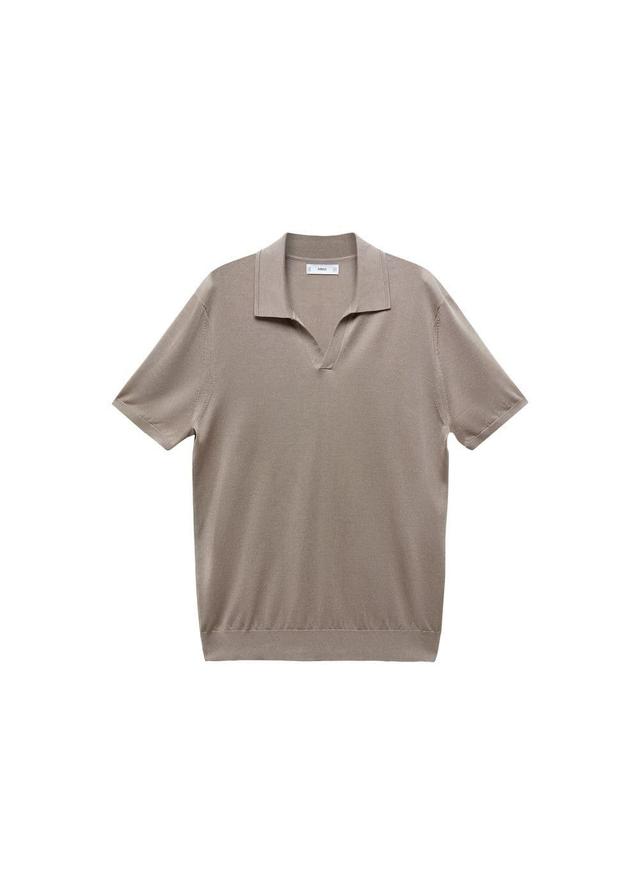 MANGO MAN - Short-sleeve knitted polo shirt medium brownMen Product Image