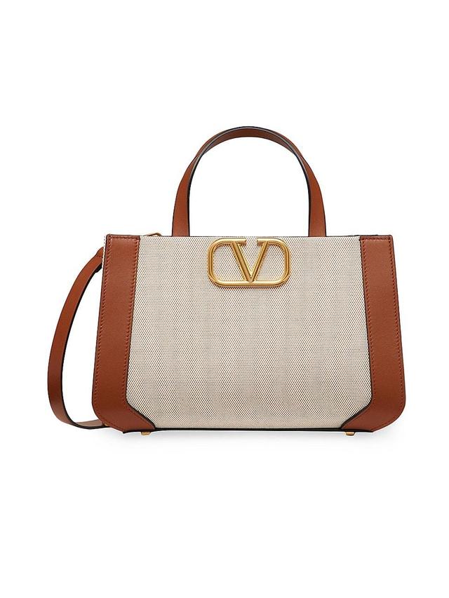 Valentino VLogo Small Canvas & Leather Top Handle Tote Product Image