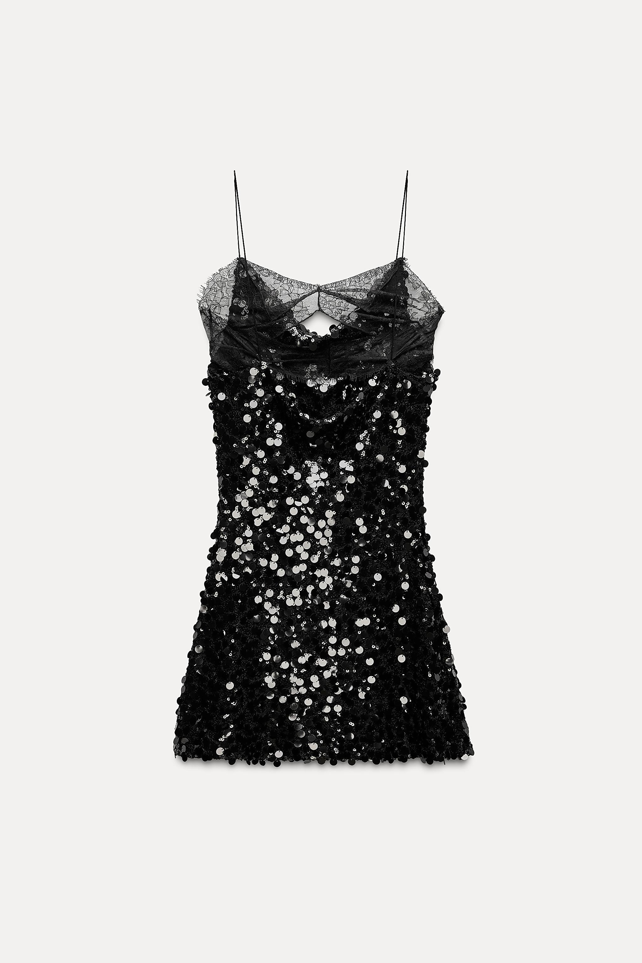 LACE SEQUIN MINI DRESS Product Image