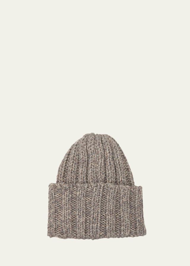 Mens Chunky Rib-Knit Cashmere Beanie Hat Product Image