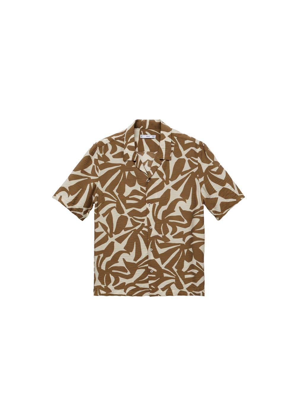 MANGO MAN - Regular-fit textured printed shirt medium brownMen Product Image