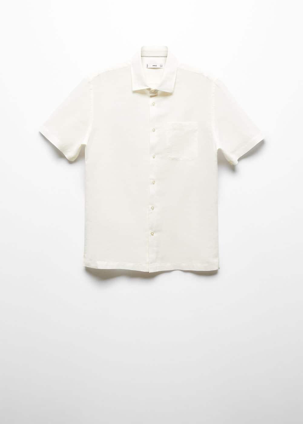 Mango Mens Regular-Fit Linen Short-Sleeved Shirt Product Image