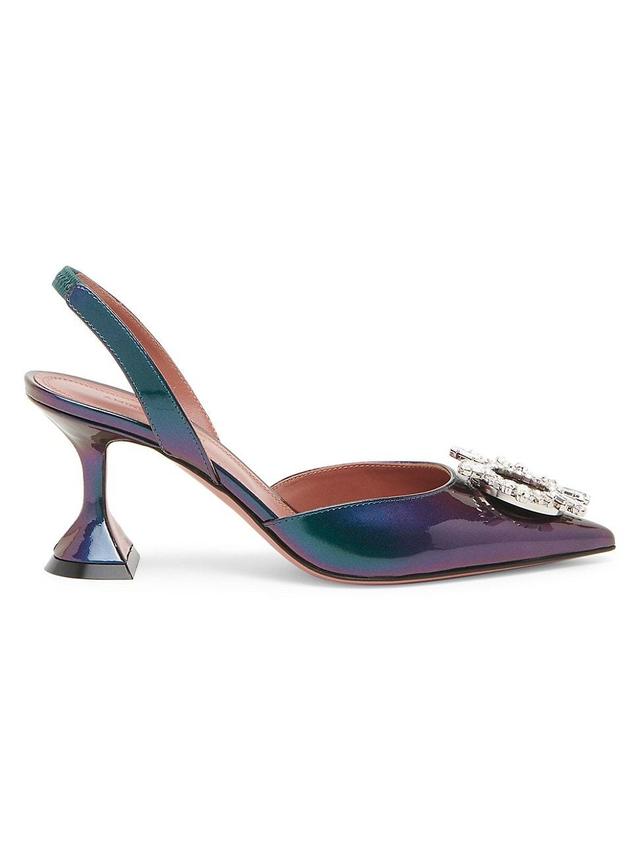 Womens Begum 70MM Glitter Patent Leather Slingback Pumps Product Image