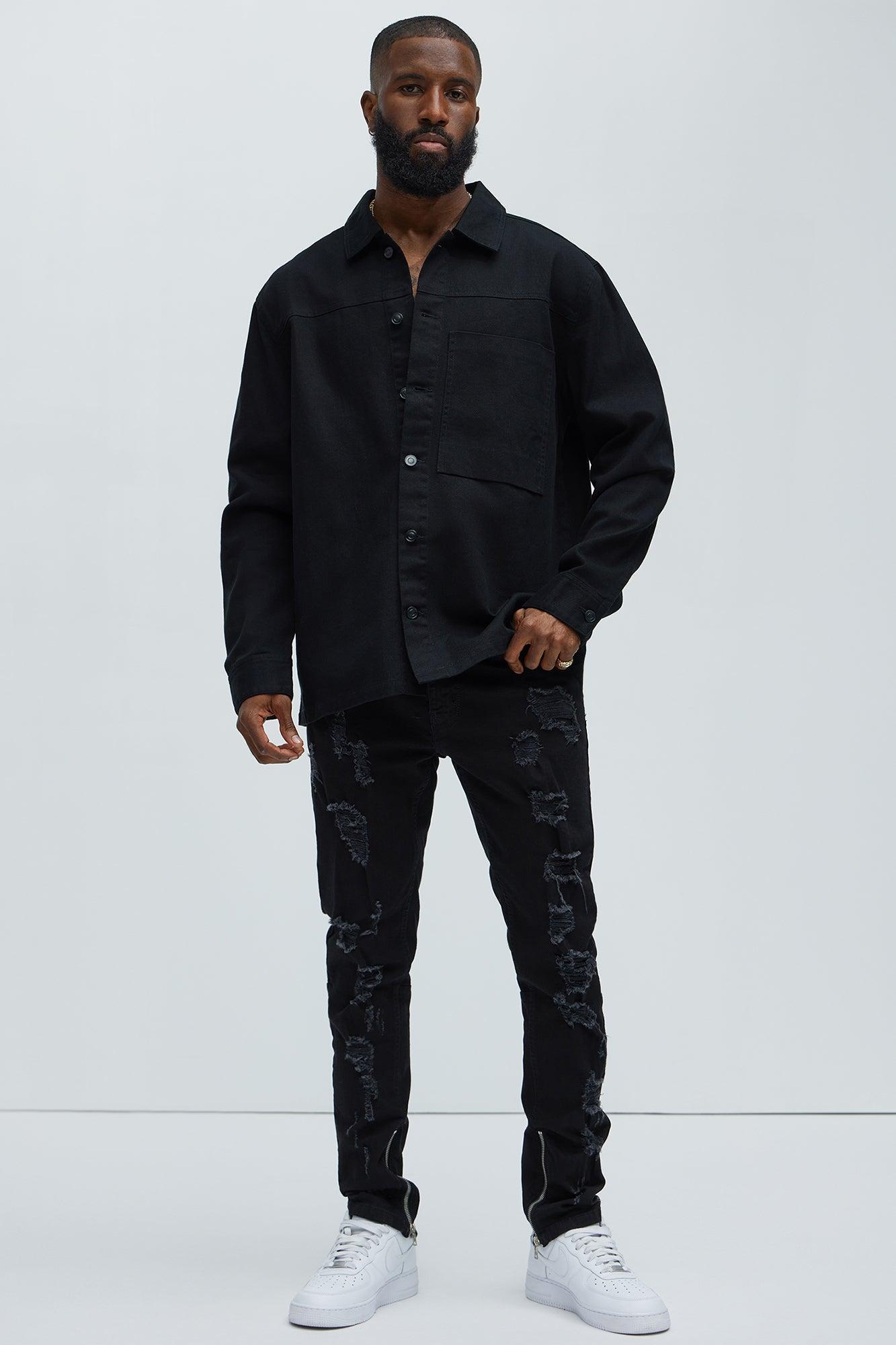 Yorktown Twill Button Up Shirt - Black Product Image