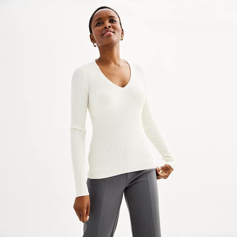 Womens Nine West V-Neck Rib Pullover Sweater product image