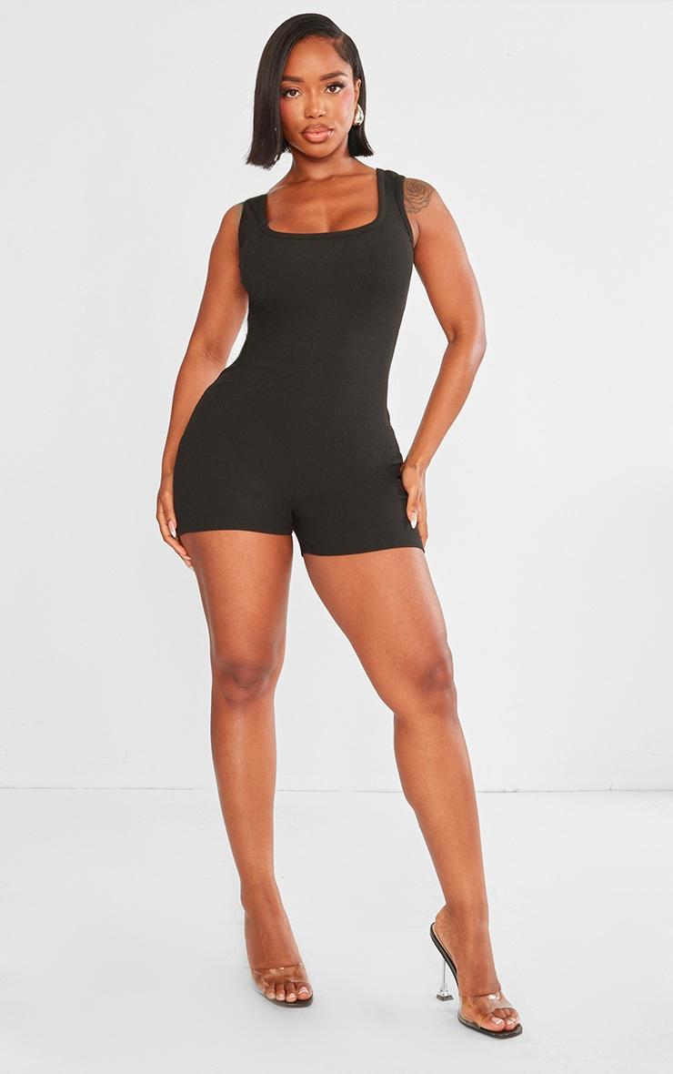 Shape Black Ribbed Sleeveless Unitard Product Image