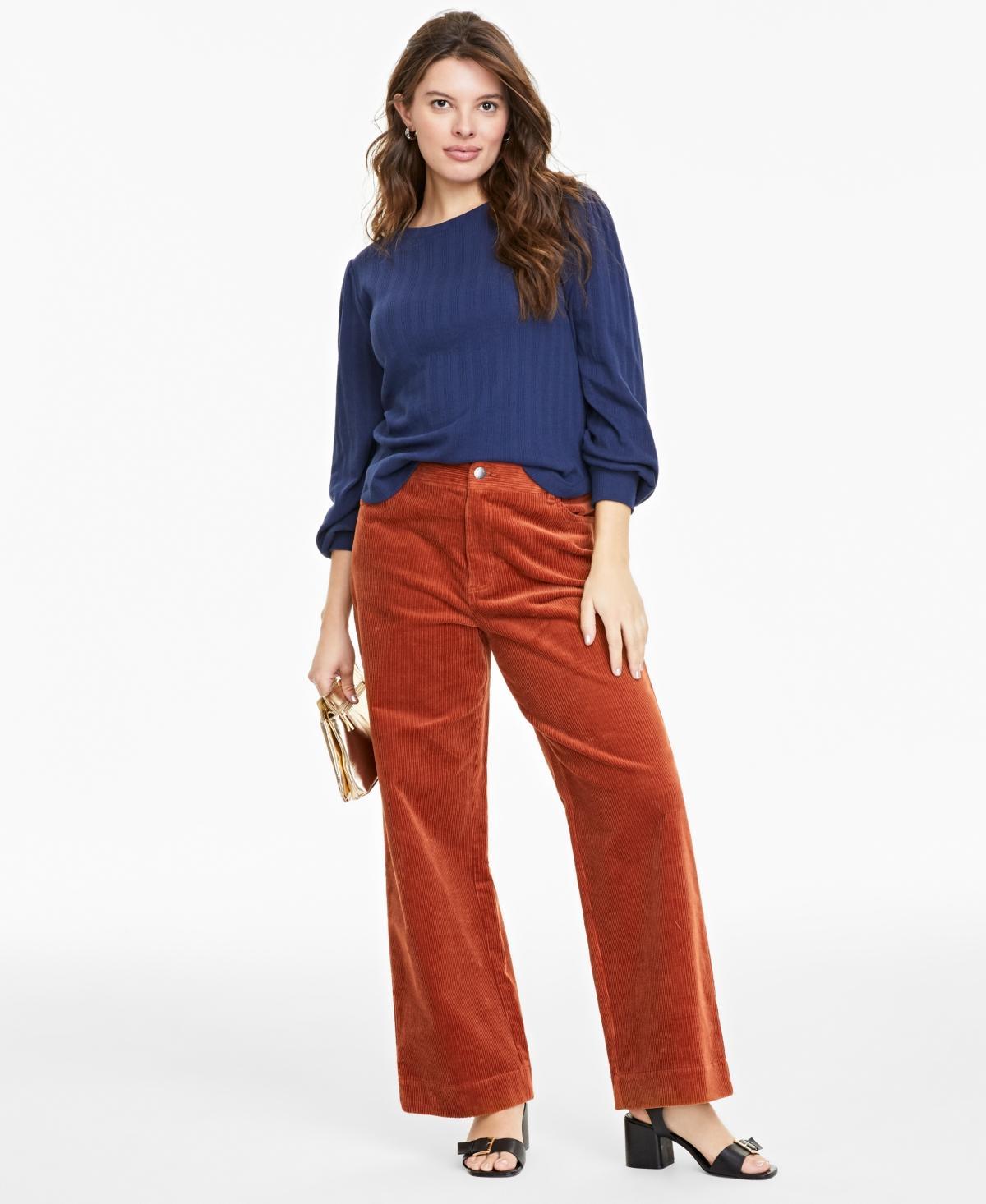 Women's Pointelle-Rib Long-Sleeve Top, Created for Macy's Product Image