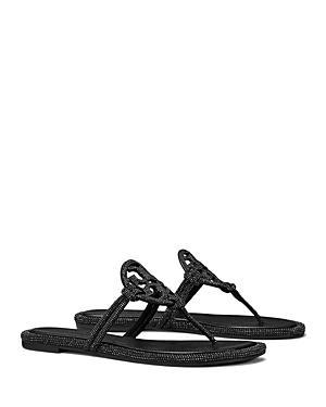 Tory Burch Womens Miller Knotted Emblem Slip On Thong Sandals Product Image