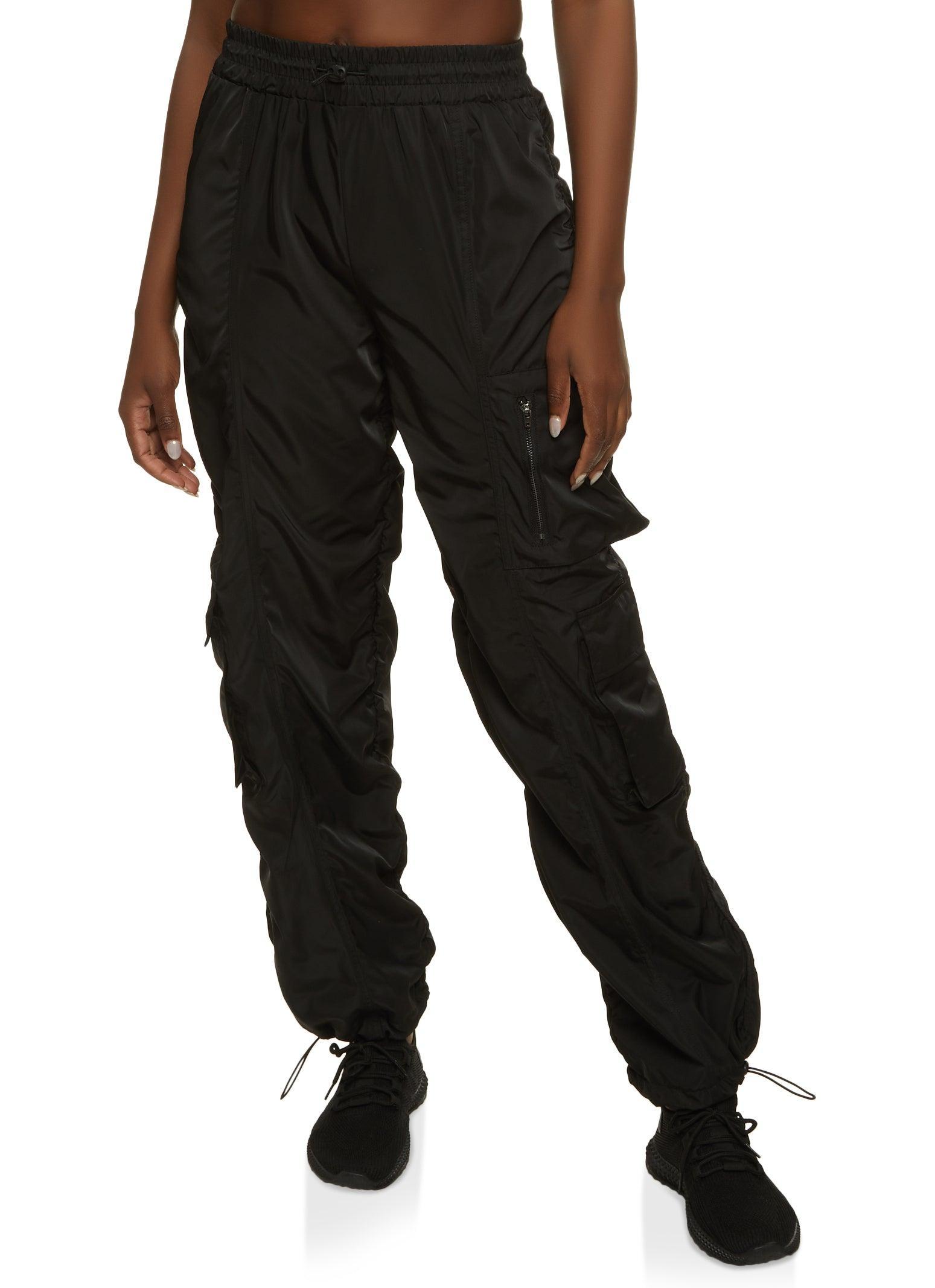 Womens Zip Pocket Detail Parachute Cargo Pants Product Image