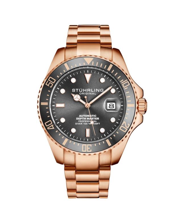 Mens Automatic Diver Watch, Gold Ip Case, Black Dial, Gold Ip Stainless Steel Bracelet Product Image