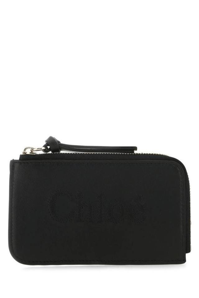 Chloe Woman Black Leather Card Holder Product Image