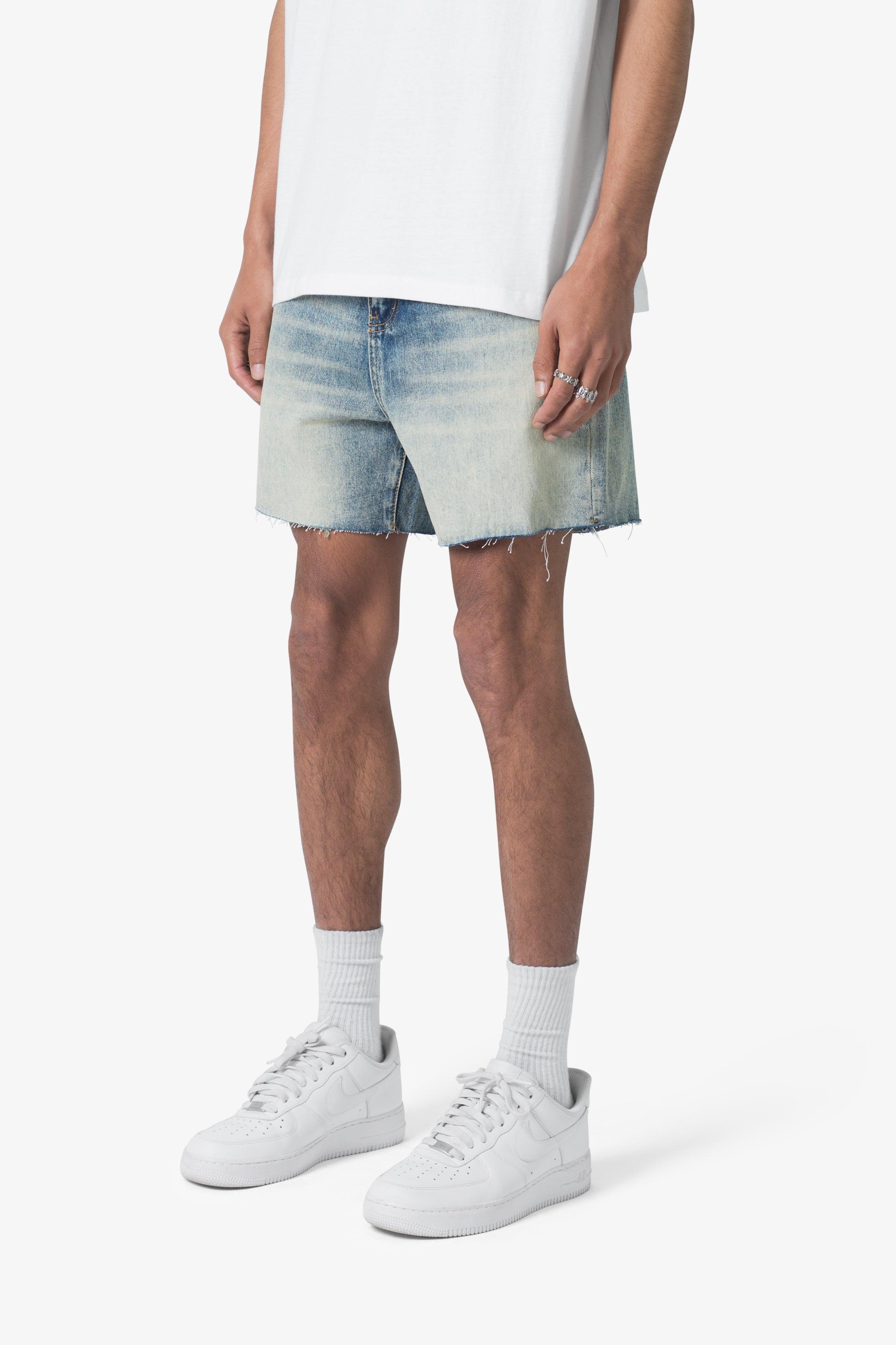 Cut Off Denim Shorts - Blue Product Image