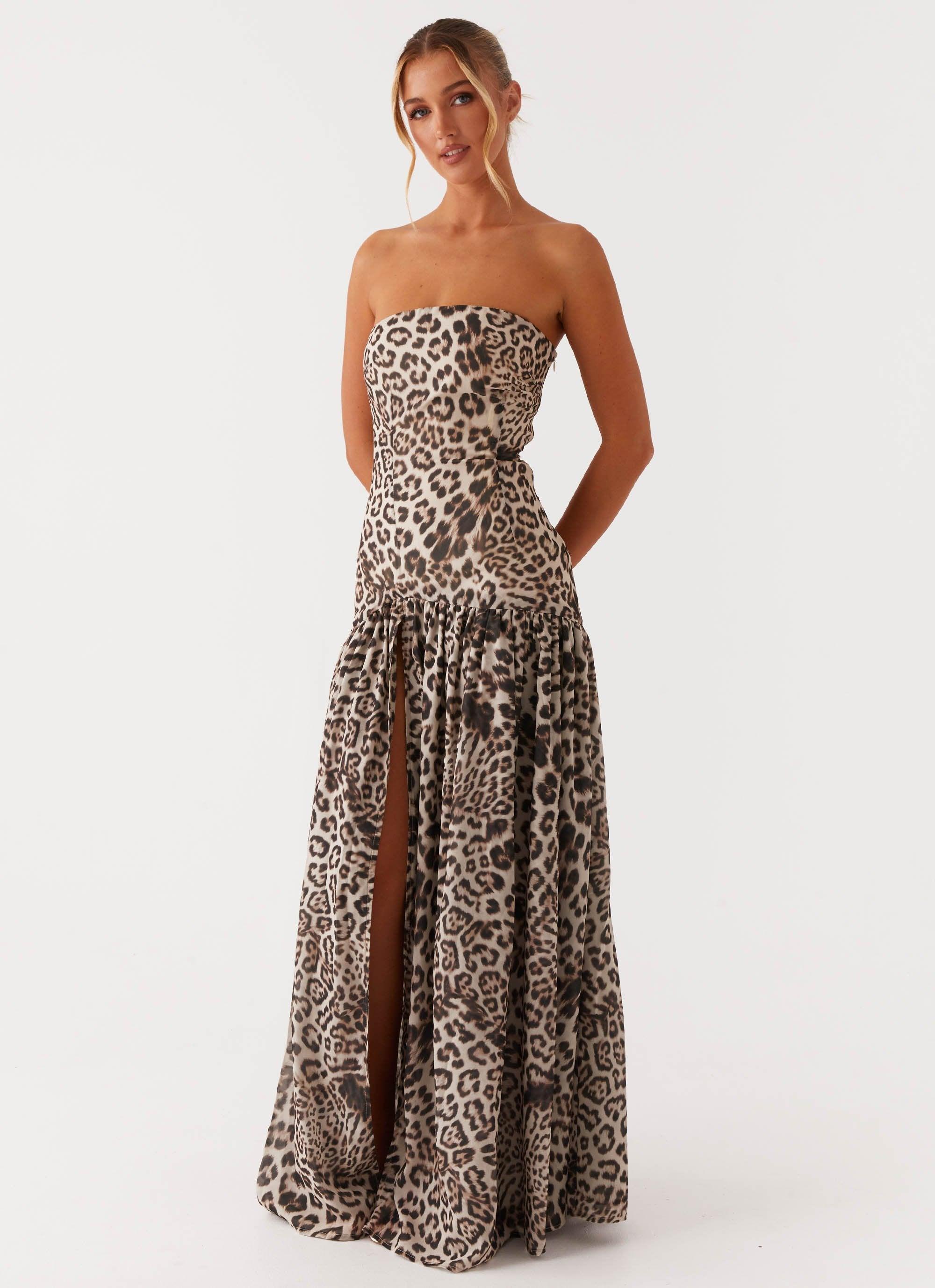 Eden Strapless Maxi Dress - Leopard Product Image